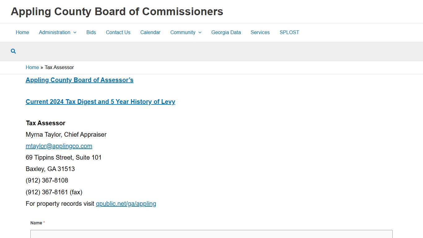 Tax Assessor - Appling County Board of Commissioners